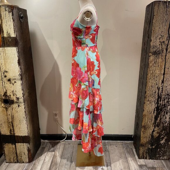 Brand New 2025 Hutch Designs Kennedi Dress in Watercolor Orchids Shantung - Picture 5 of 7